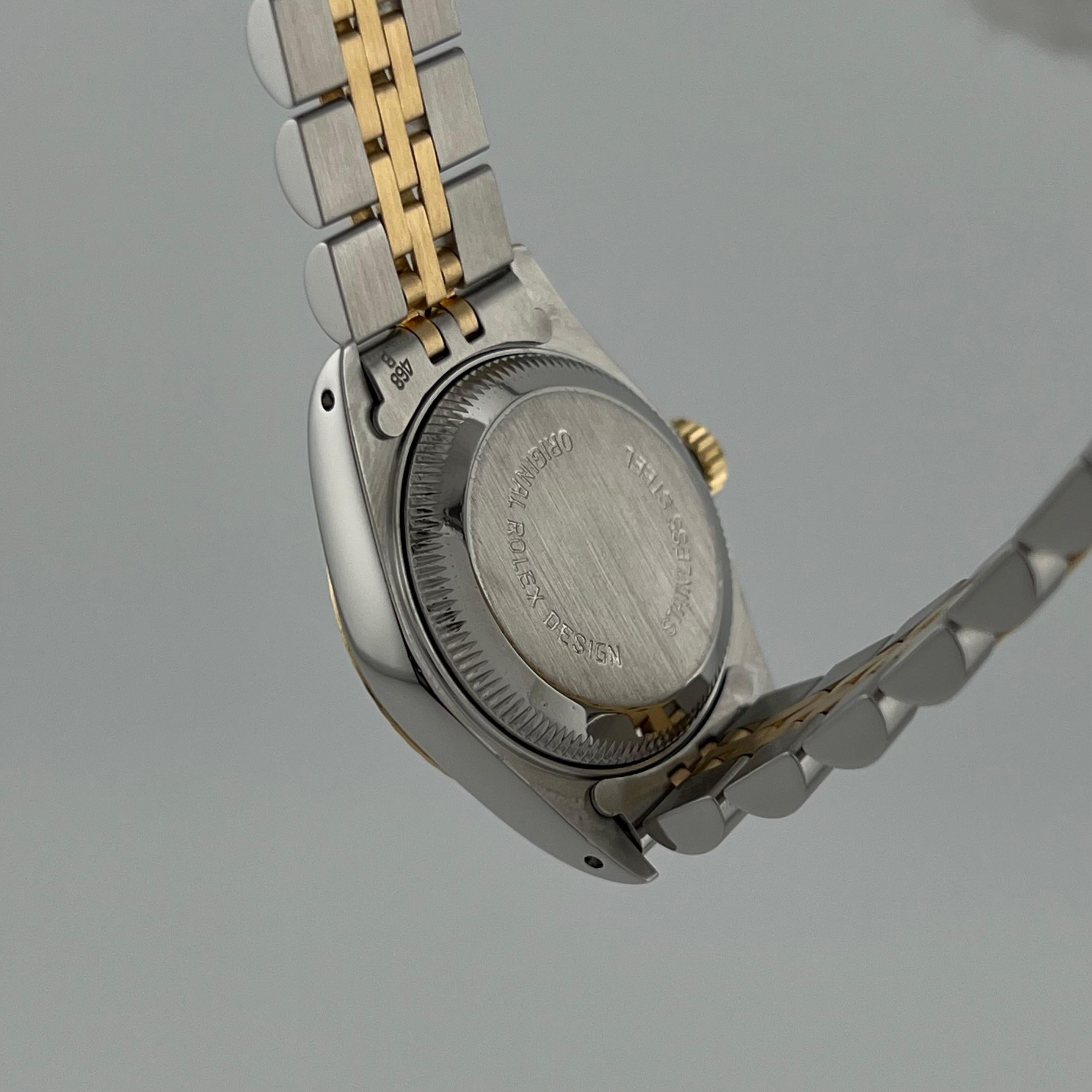 Rolex Datejust Damen 69173 26mm Champagner Wandteppich Zifferblatt 18k Gelbgold Stahl im Angebot 6