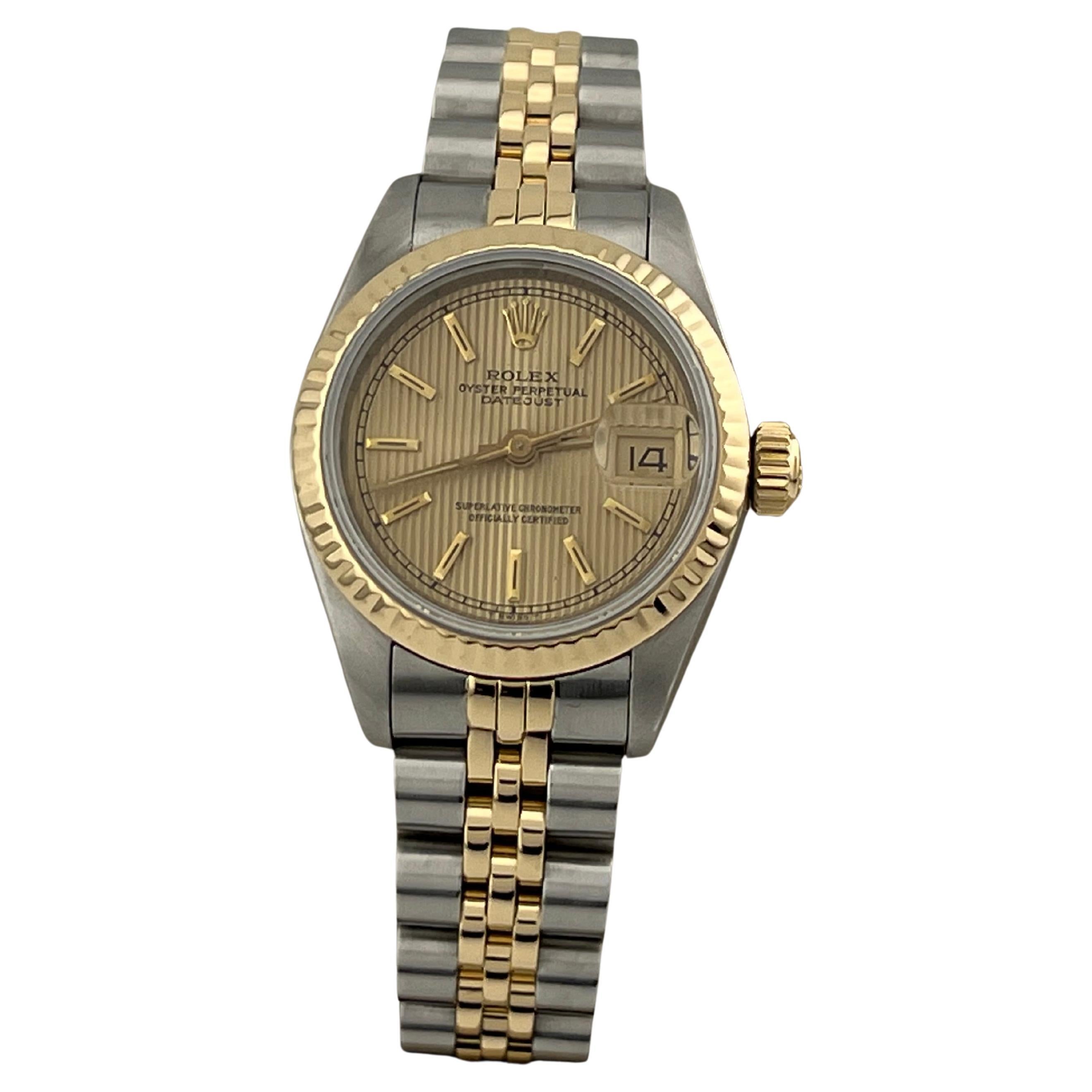 Rolex Datejust Damen 69173 26mm Champagner Wandteppich Zifferblatt 18k Gelbgold Stahl