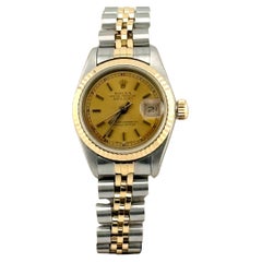 Rolex Datejust Ladies 69173 Champagne Dial Steel 18k Yellow Gold Box Papers
