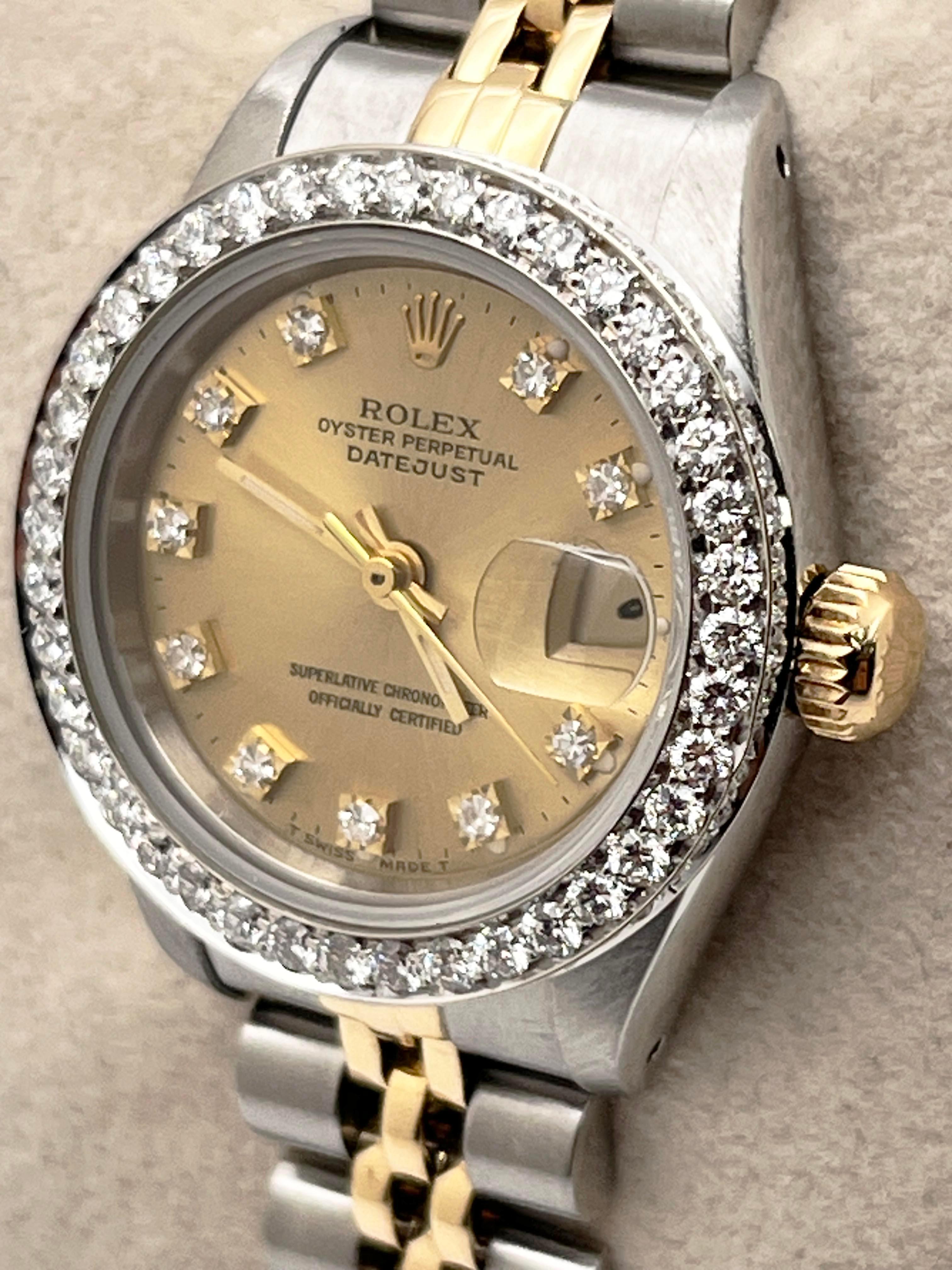 Rolex Datejust Damen 69173 Diamant-Lünette-Diamant-Zifferblatt 18K Gelbgold Stahlstahl 2