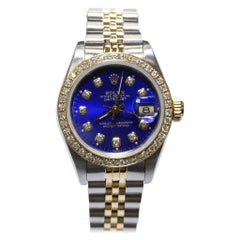 Vintage Rolex Datejust Ladies Diamond Dial and Bezel 69173 18 Karat Gold and Steel