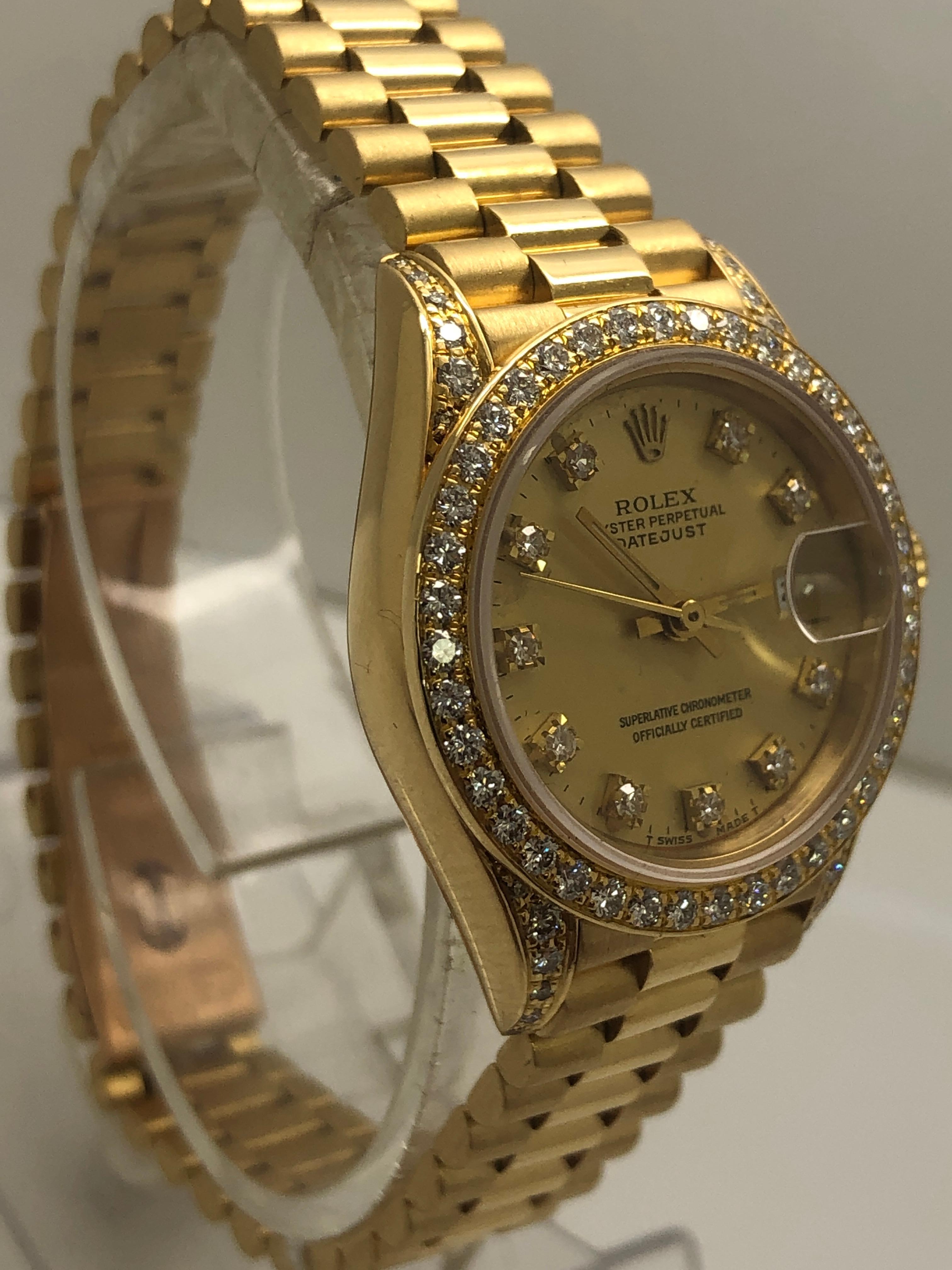 Taille ronde Rolex Datejust - Montre à diamants originale pour dames en vente