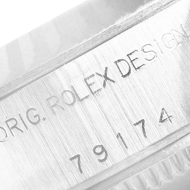 Rolex Datejust Ladies Steel 18k White Gold Blue Vignette Dial Watch 79174 2