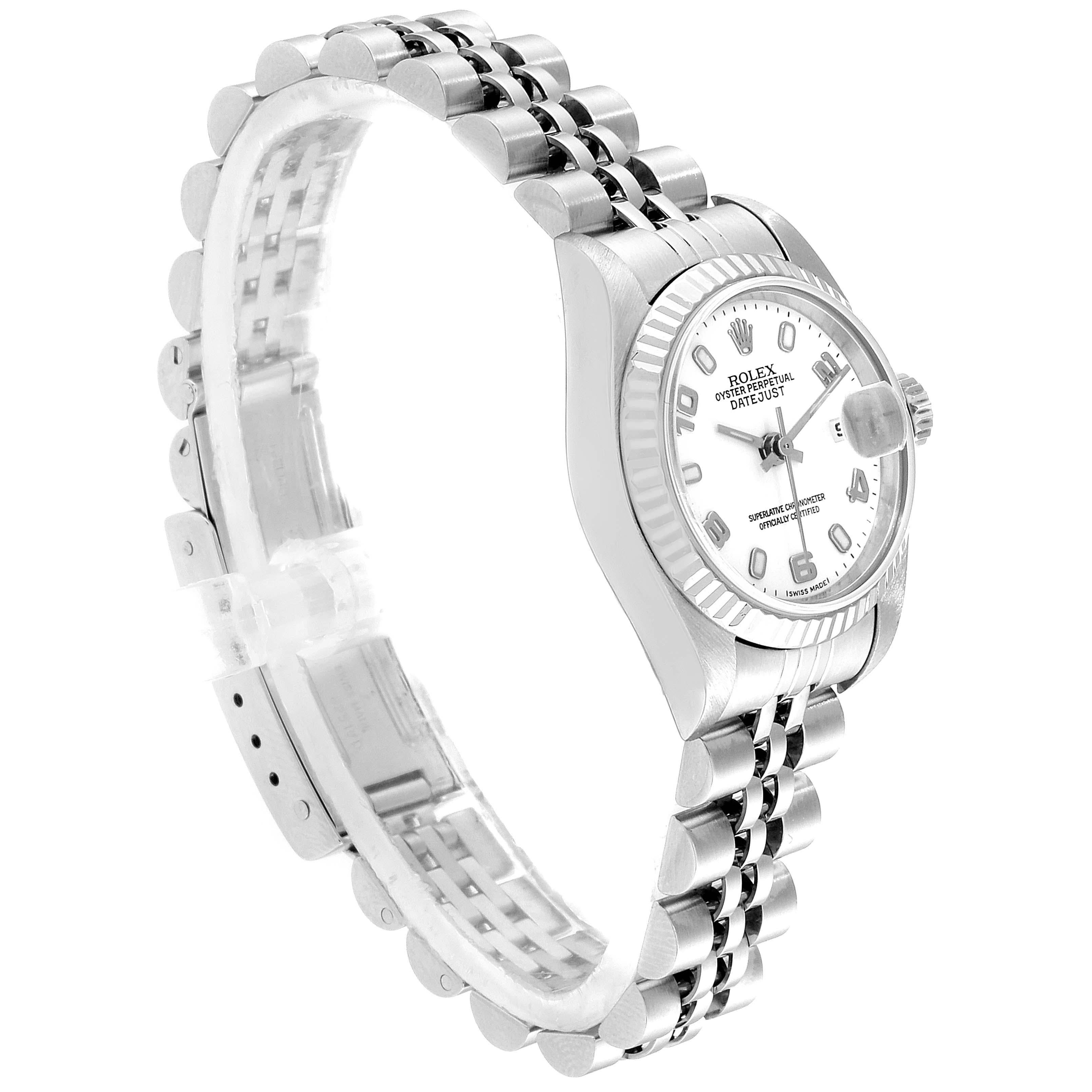 Rolex Datejust Ladies Steel 18 Karat White Gold Watch 79174 Box Paper In Excellent Condition For Sale In Atlanta, GA