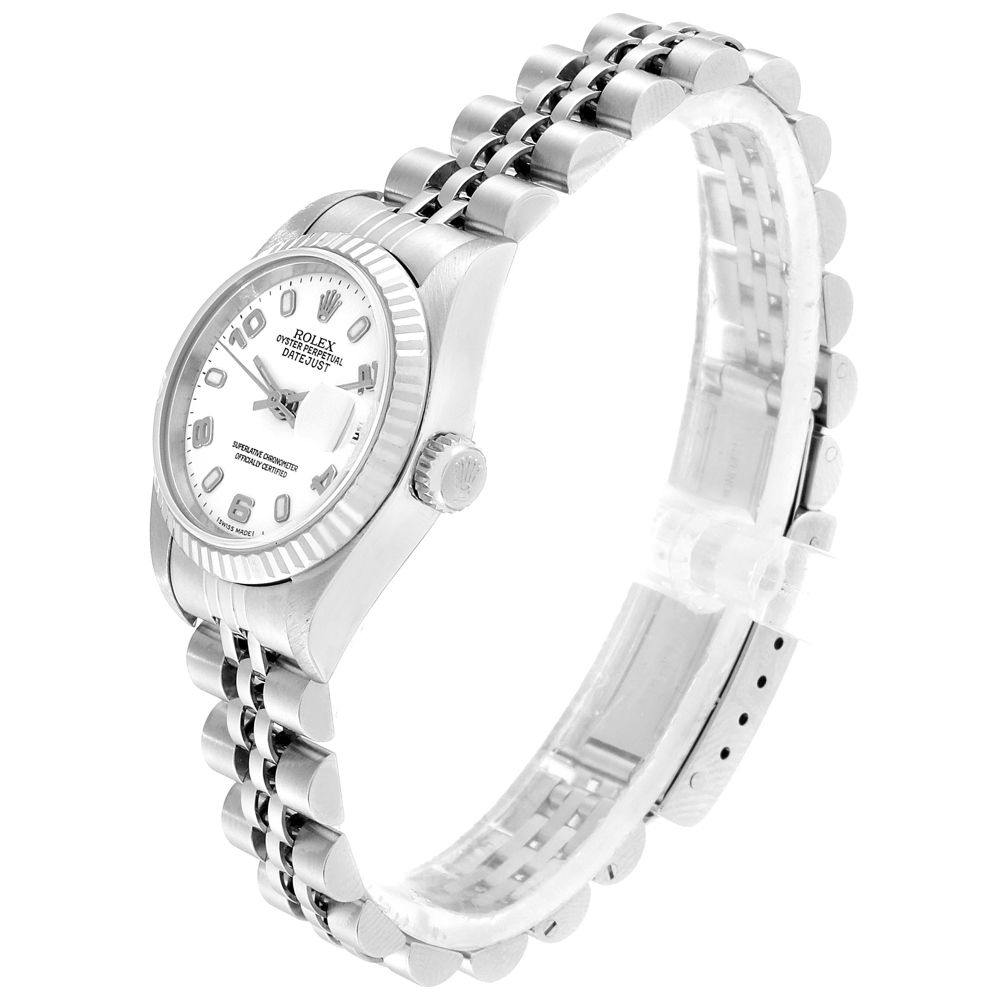 Women's Rolex Datejust Ladies Steel 18 Karat White Gold Watch 79174 Box Paper For Sale