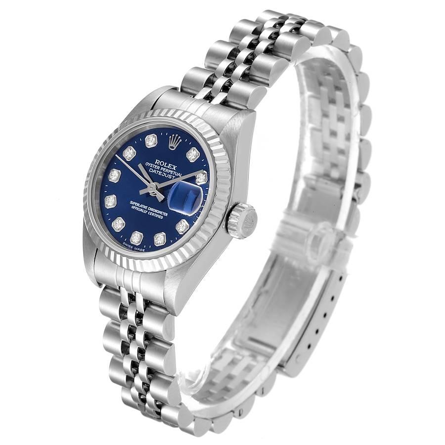 Women's Rolex Datejust Ladies Steel White Gold Blue Diamond Dial Ladies Watch 69174
