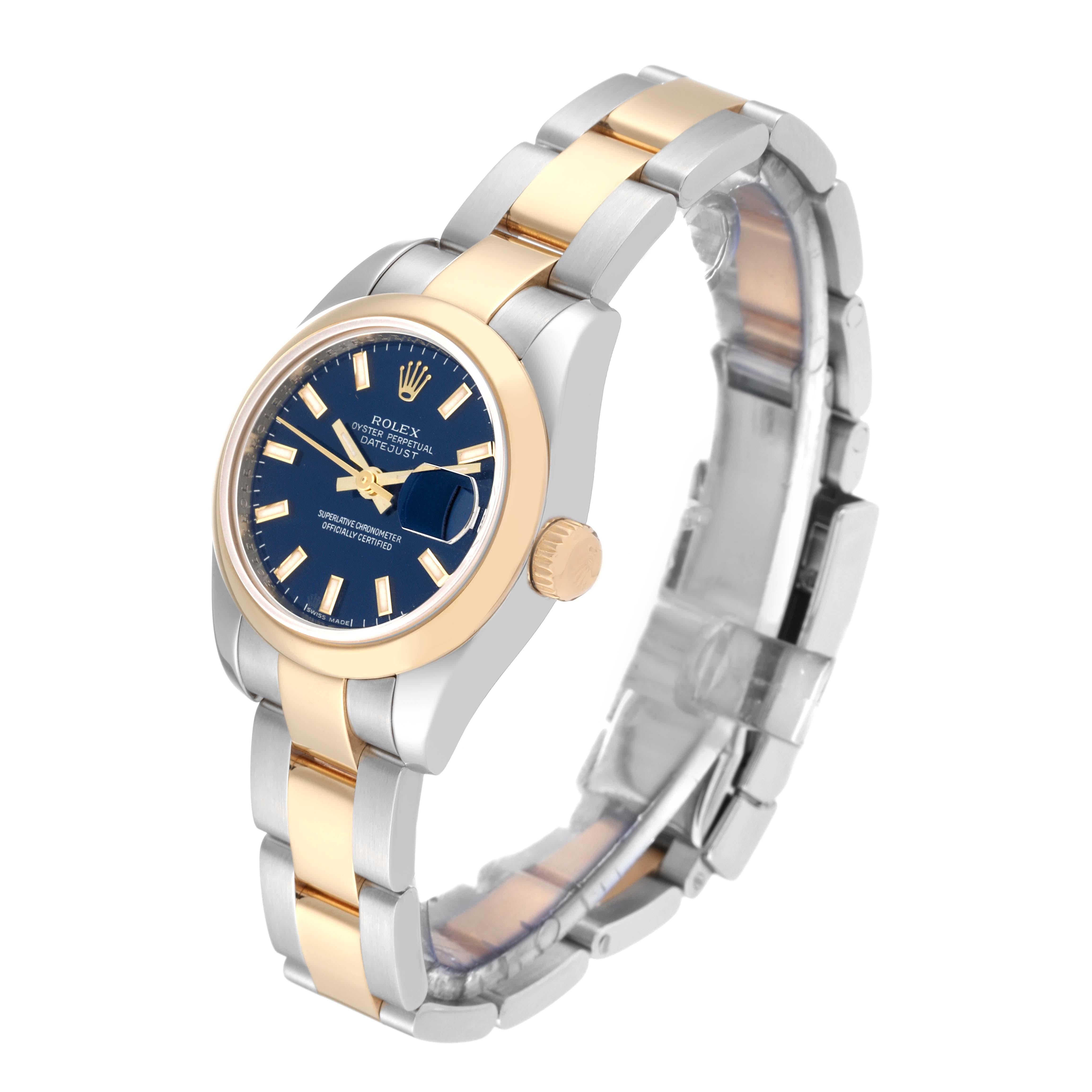 Rolex Datejust Ladies Steel Yellow Gold Blue Dial Watch 179163 For Sale 7