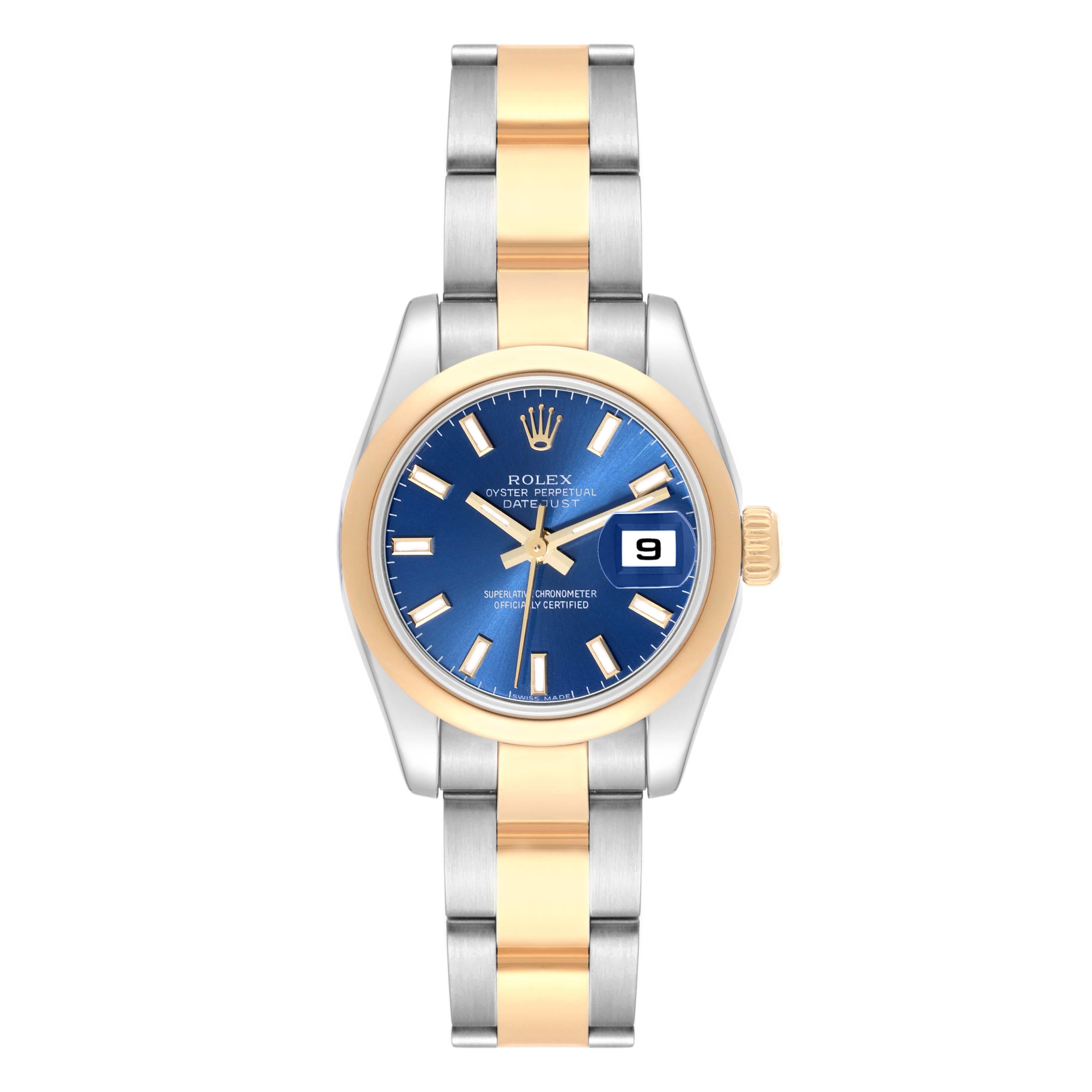 Rolex Datejust Ladies Steel Yellow Gold Blue Dial Watch 179163 For Sale 5