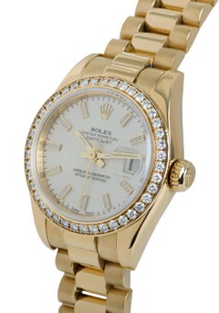 Rolex Datejust Ladies Yellow Gold Silver Dial Diamond Bezel B&P 179138