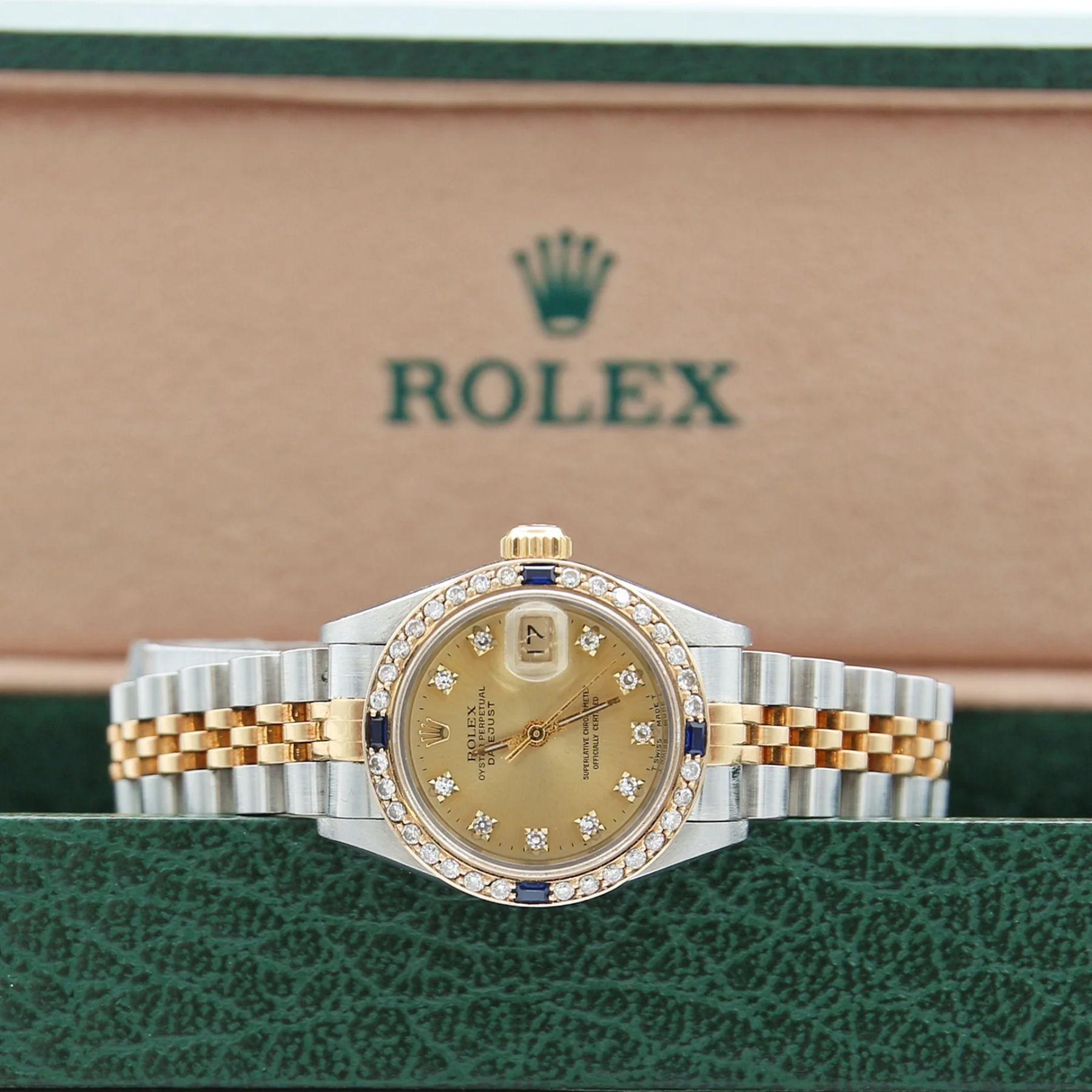 Women's or Men's Rolex Datejust Lady 69173 Champagne Diamond Dial & Diamond Bezel - Luxurious