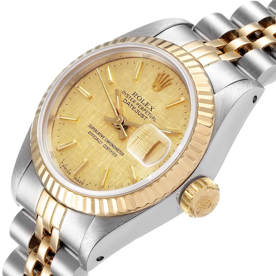 Rolex Datejust Linen Dial Steel Yellow Gold Ladies Watch 69173 1