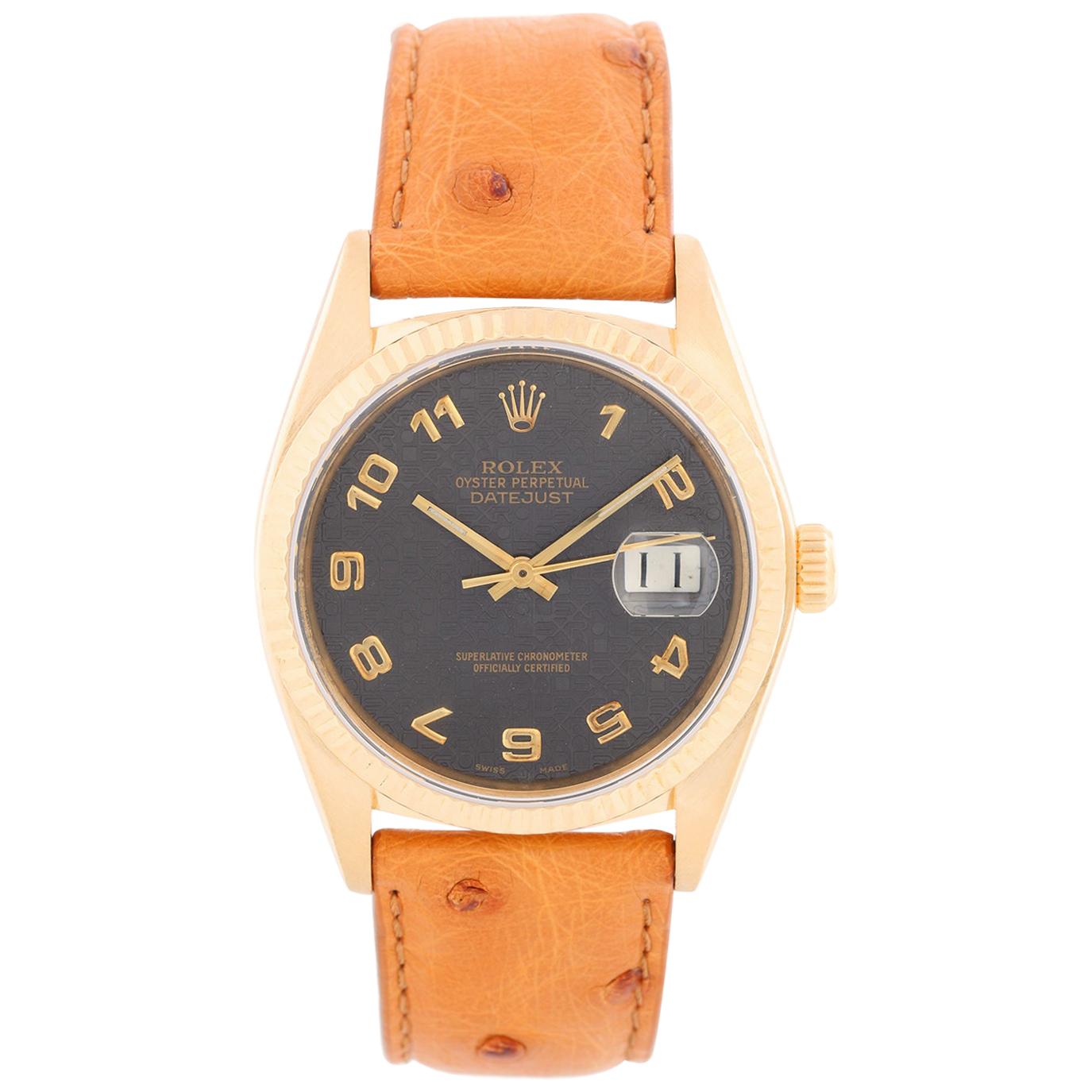 Rolex Datejust Men's 18 Karat Watch 16018