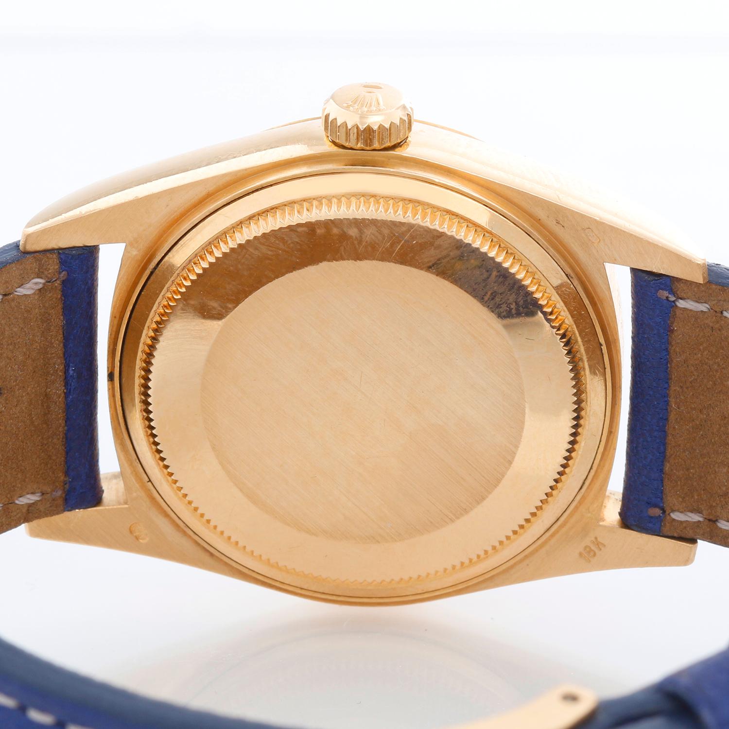 Rolex Datejust Men's 18k Watch Blue Vignette 16018 In Excellent Condition In Dallas, TX