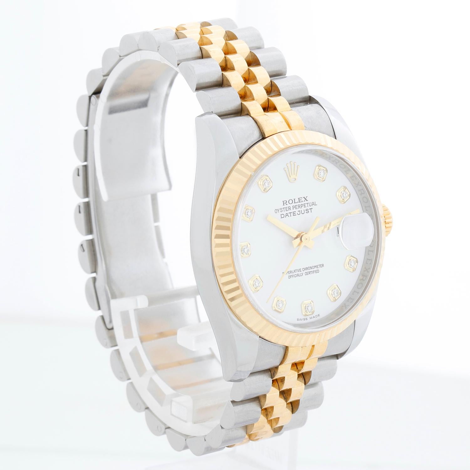 Rolex Datejust Men's 2-Tone Factory Diamond Dial Watch 116233 In Excellent Condition For Sale In Dallas, TX