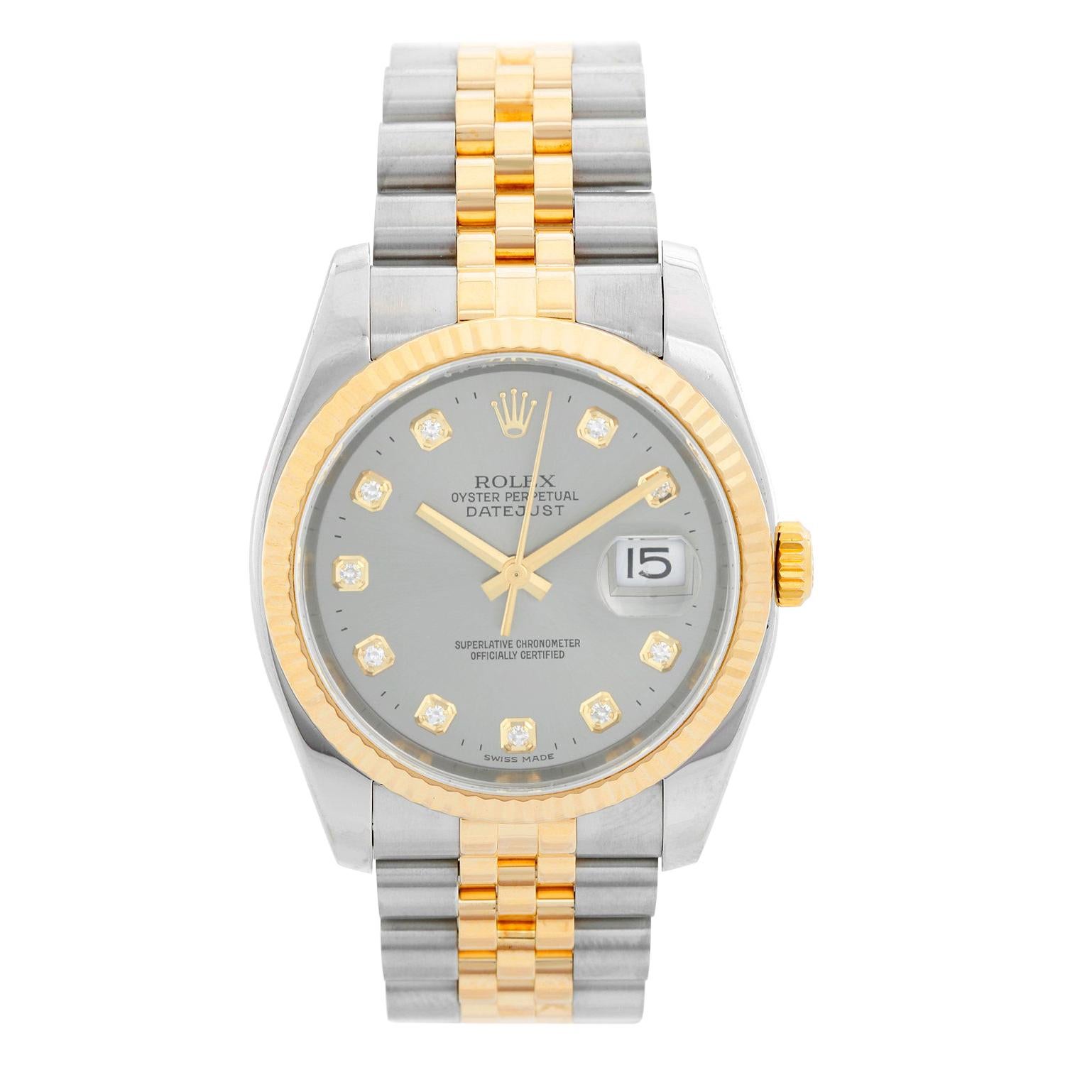 Rolex Datejust Men's 2-Tone Factory Diamond Dial Watch 116233