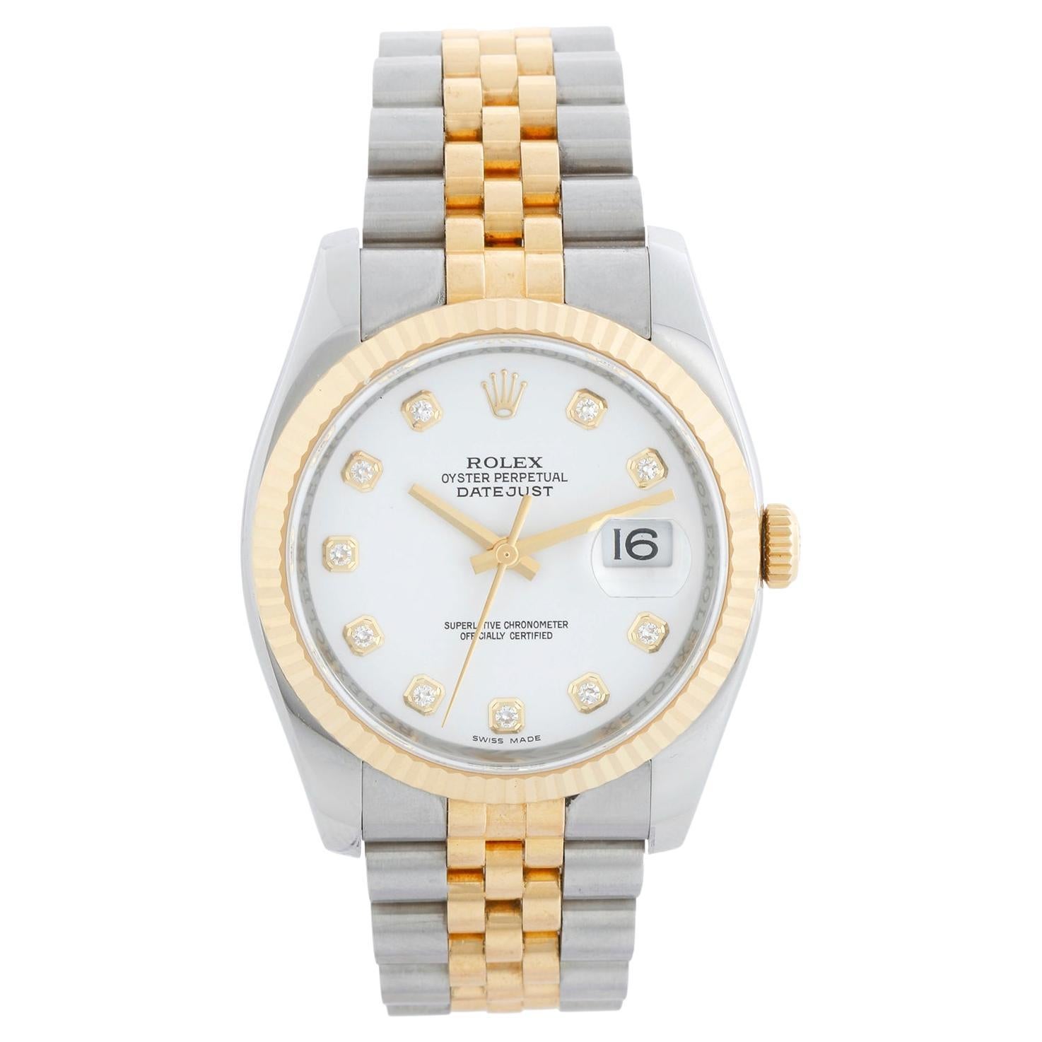 Rolex Datejust Men's 2-Tone Factory Diamond Dial Watch 116233
