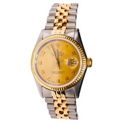 Rolex Montre Datejust Champaign en acier et or 2 tons avec cadran automatique et chiffres, pour hommes