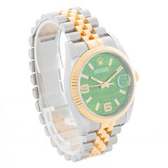 Rolex Datejust Men's 2-Tone Green Wave Diamond Dial Watch 116233