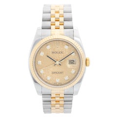 Rolex Datejust Men
s 2-Tone Steel and Gold Watch Jubilee Diamond Dial 116233