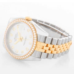 Rolex Datejust Men's 2-Tone Steel and Gold Watch Silver Diamond Dial 116243