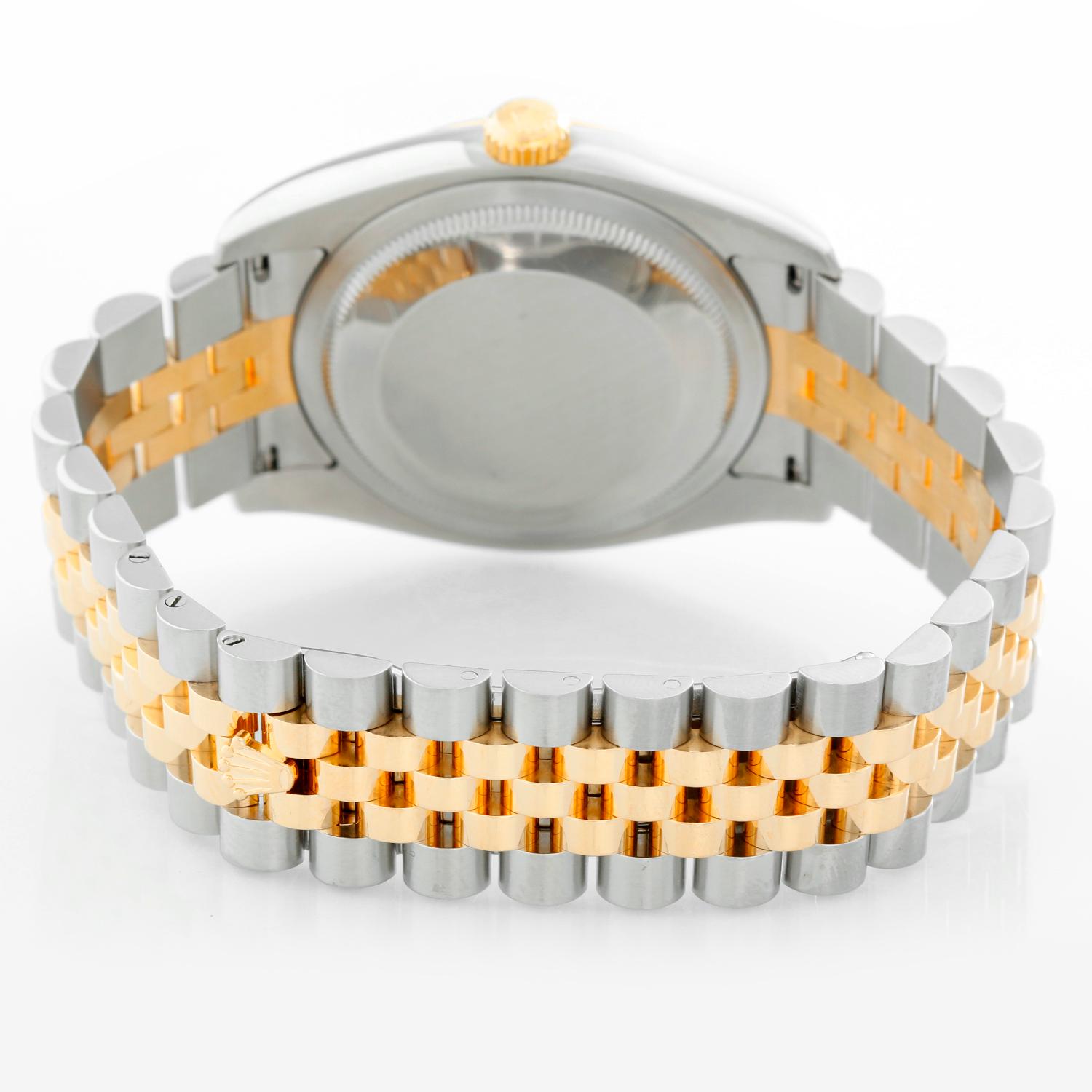 Rolex Datejust Men's 2-Tone Steel & Gold Watch Jubilee Diamond Dial  116233 - Automatic winding, 31 jewels, Quickset, sapphire crystal. Stainless steel case with fluted bezel (36mm diameter). Silver  Jubilee Diamond Dial . Stainless steel and 18k