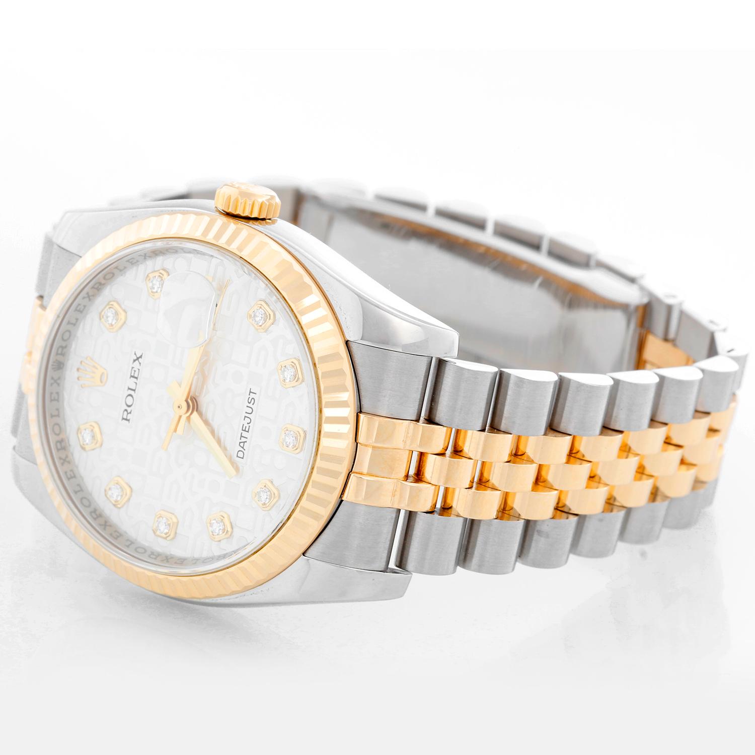 Rolex Datejust Men's 2-Tone Steel and Gold Watch Jubilee Diamond Dial 116233 In Excellent Condition In Dallas, TX