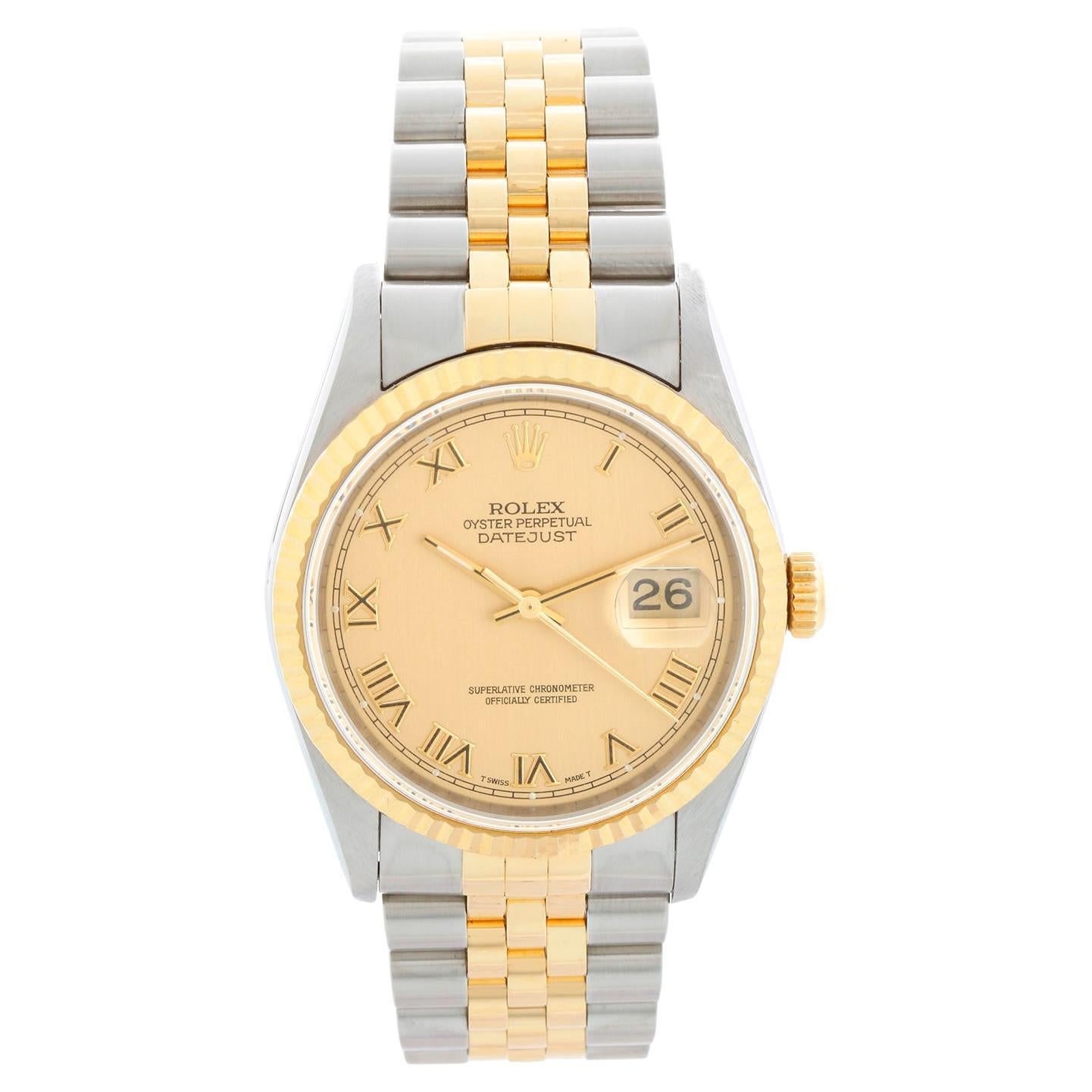 Rolex Datejust Men
s 2-Tone Watch Champagne Dial 16233 in vendita