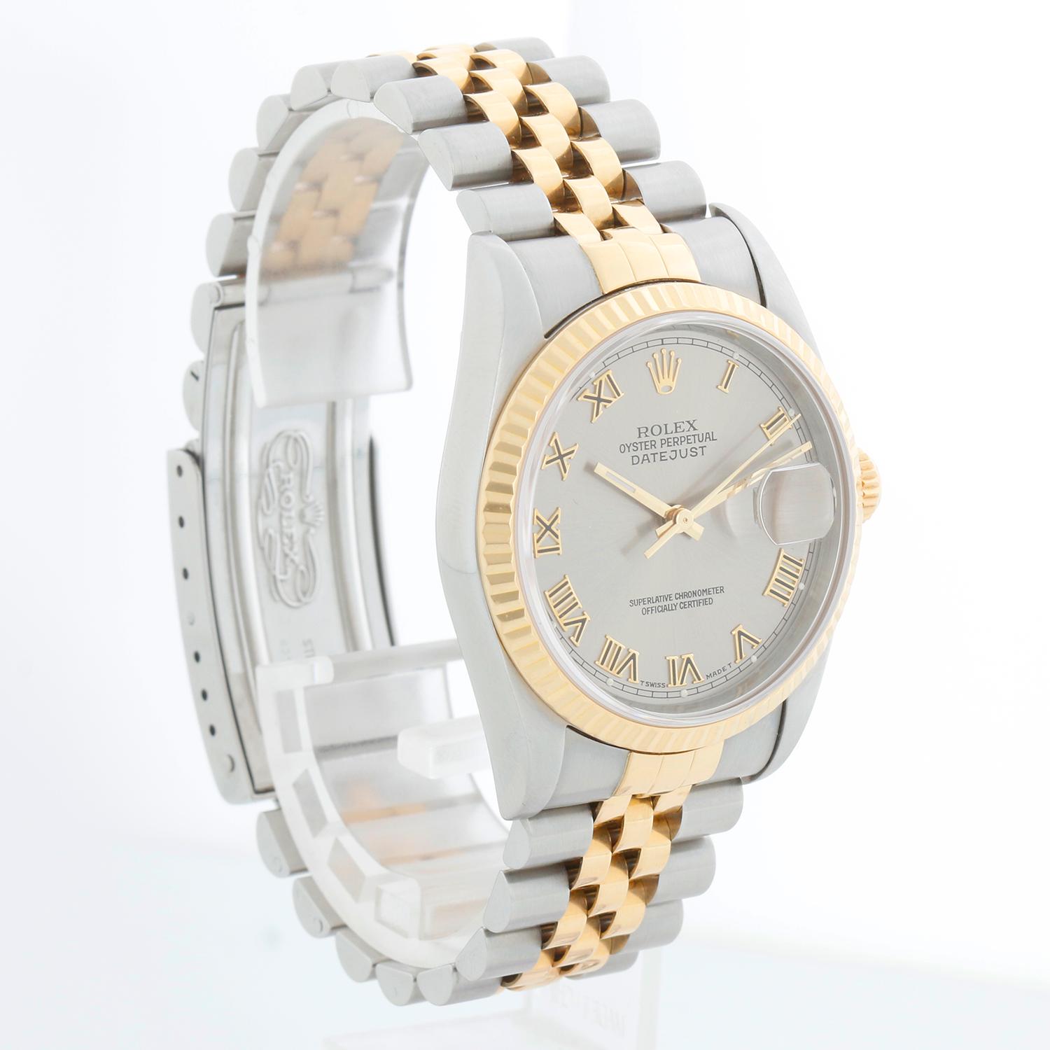 Rolex Datejust Herren 2-Ton Uhr Silber Zifferblatt 16233 im Zustand „Hervorragend“ im Angebot in Dallas, TX