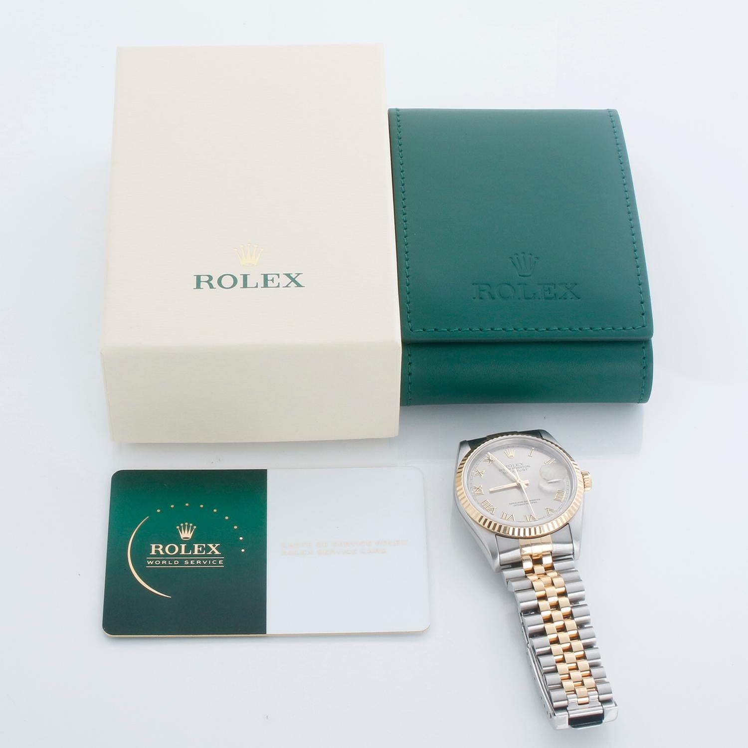 Rolex Datejust Herren 2-Ton Uhr Silber Zifferblatt 16233 im Angebot 2