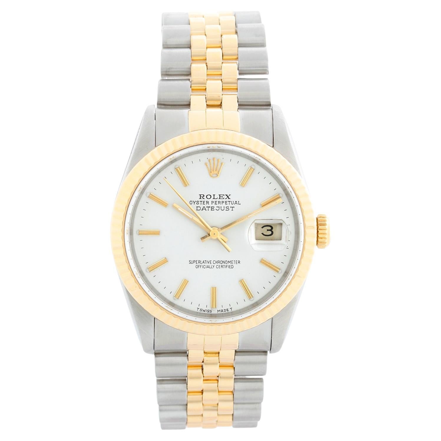 Rolex Datejust Men's 2-Tone  White Dial Watch 16233