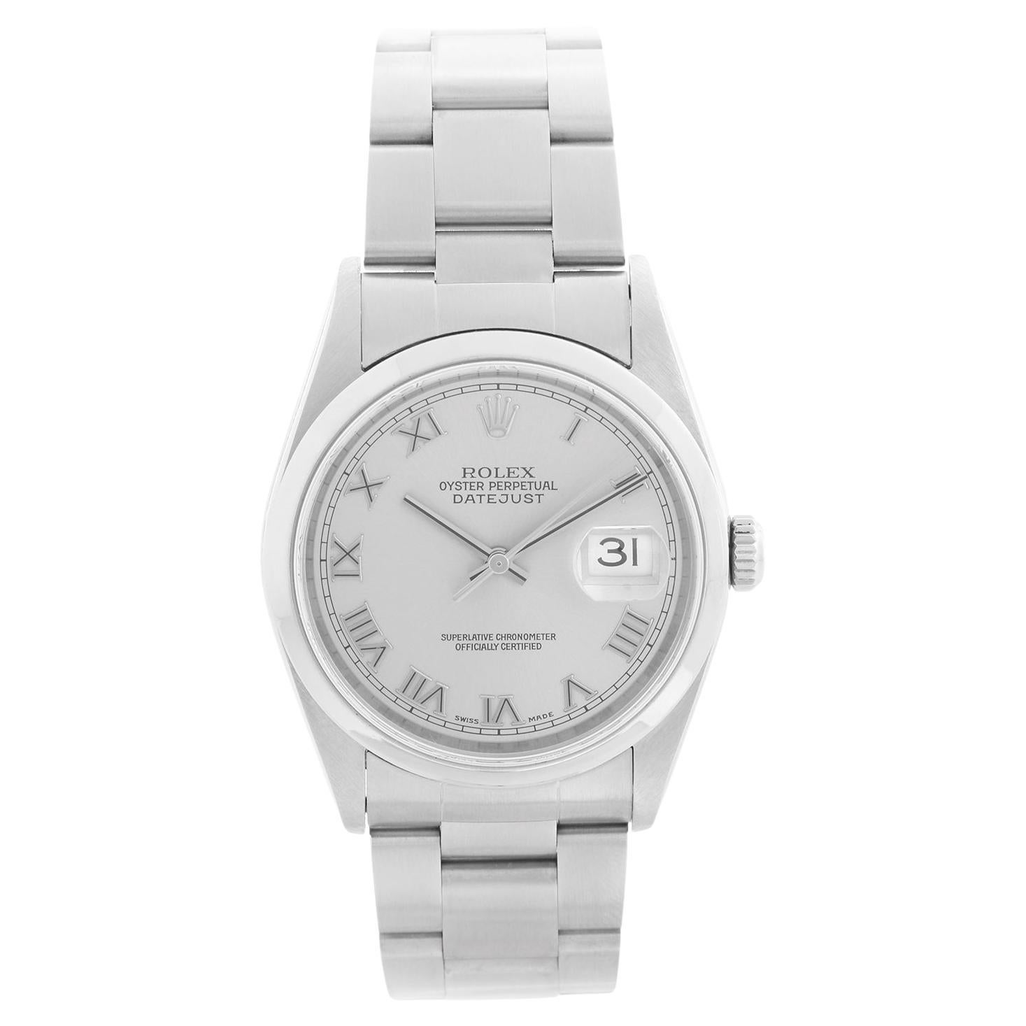 Rolex Datejust Herren-Edelstahl-Uhr mit automatischem Aufzug 16200