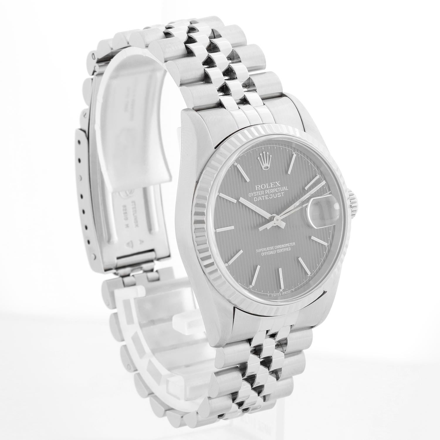 Reloj Rolex Datejust de acero inoxidable para hombre 16234 - De cuerda automática, 31 rubíes, Quickset, cristal de zafiro. Datejust. Caja de acero inoxidable con bisel de diamantes personalizado (36 mm de diámetro). Esfera de tapiz de plata.