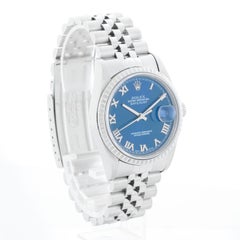Rolex Datejust Men's Stainless Steel Watch Blue Roman Dial 16220