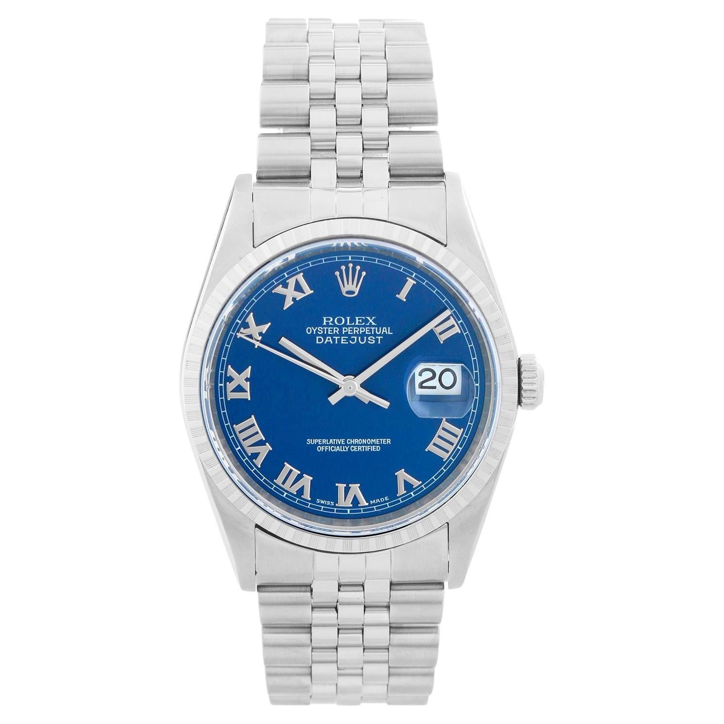 Rolex Datejust Orologio da uomo in acciaio inossidabile quadrante blu 16220