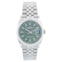 Rolex Datejust Men's Stainless Steel Watch Green Palm Motif Dial 126234