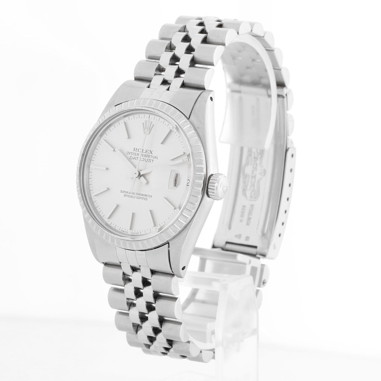 Rolex Datejust pour hommes avec cadran en acier et argent 16030 Excellent état - En vente à Dallas, TX