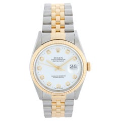 Rolex Datejust Men's White Diamond Dial 2-Tone Watch 16233