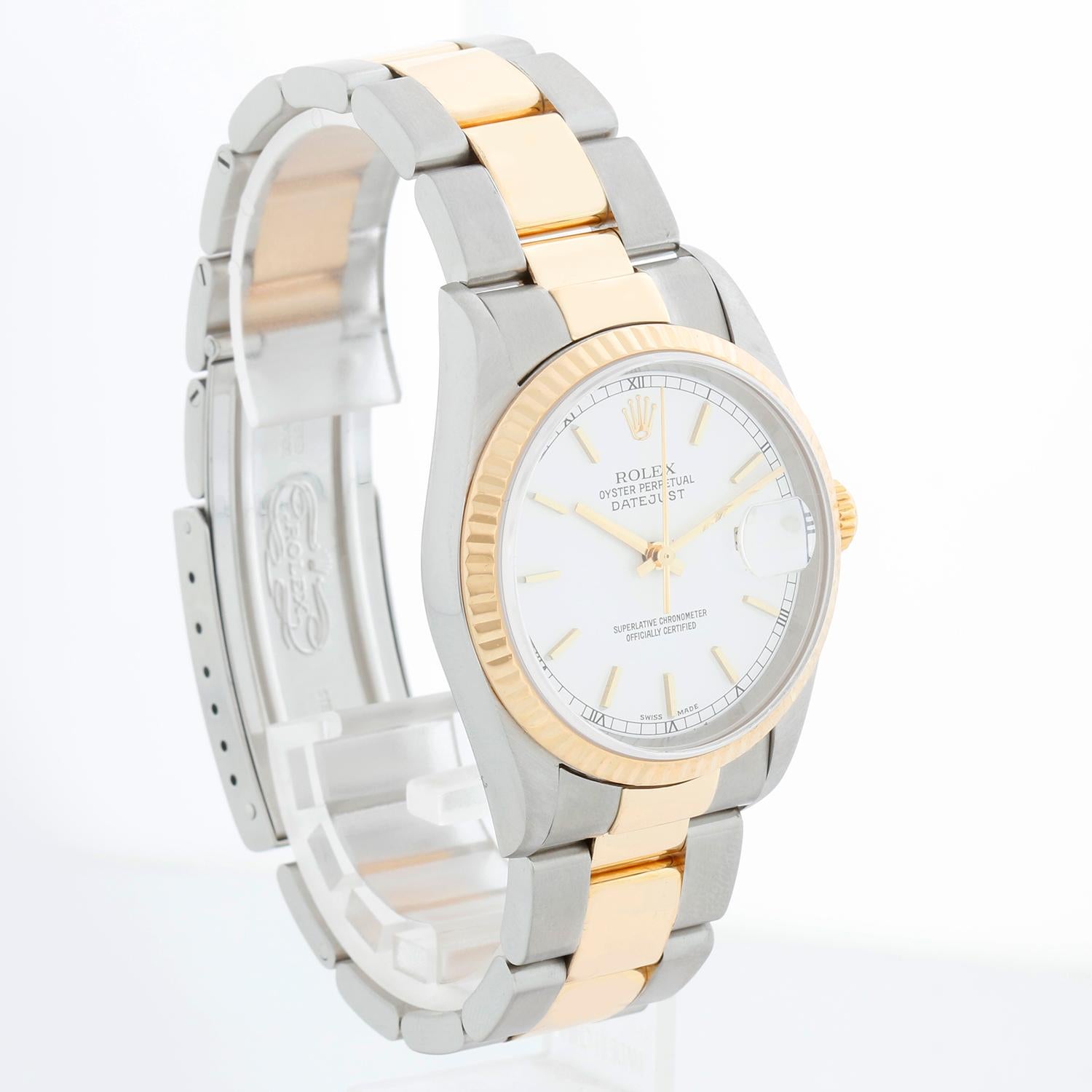 Rolex Datejust Herren weiß Stick Zifferblatt 2-Ton Uhr 16233 im Zustand „Hervorragend“ im Angebot in Dallas, TX