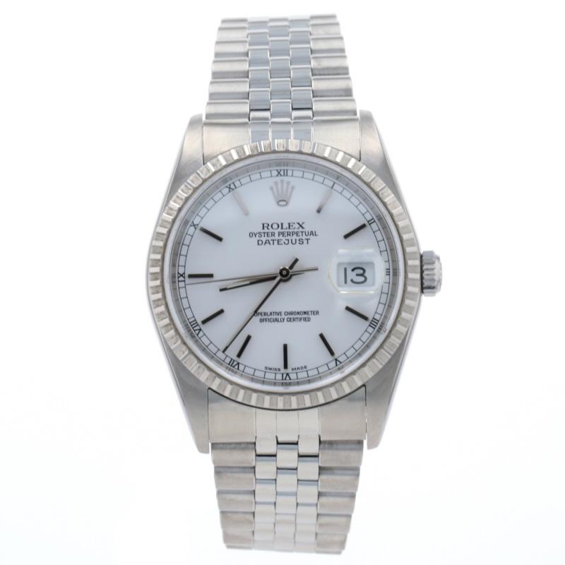 Rolex Datejust Men's Wristwatch 16220 Stainless Steel Automatic 1 Year Warranty In Excellent Condition In Greensboro, NC