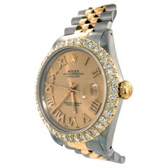 Rolex DateJust Mens Yellow Gold Steel Jubilee 3 CT Diamond Dial Watch 16013