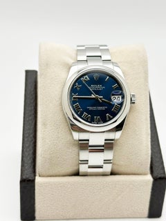 Rolex Datejust Midsize 178240 31mm Blue Roman Dial Stainless Steel Box Papers