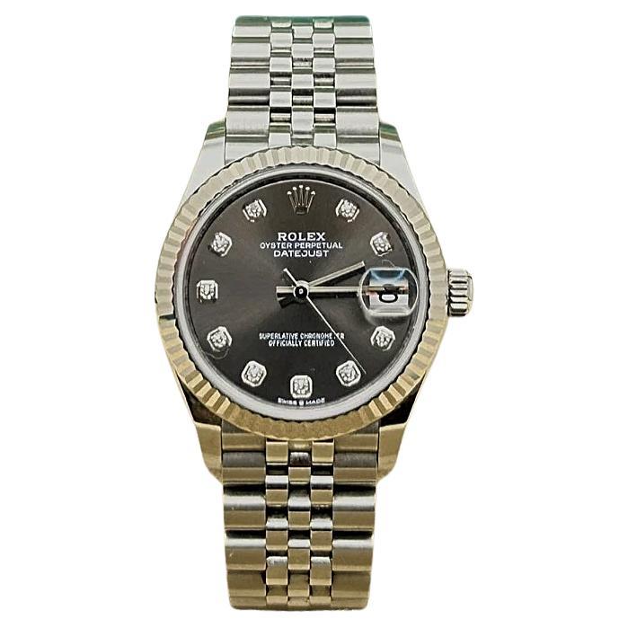 Rolex Datejust Midsize 278274 31mm grau Diamant Zifferblatt Stahl 18K Gold Box Papier im Angebot