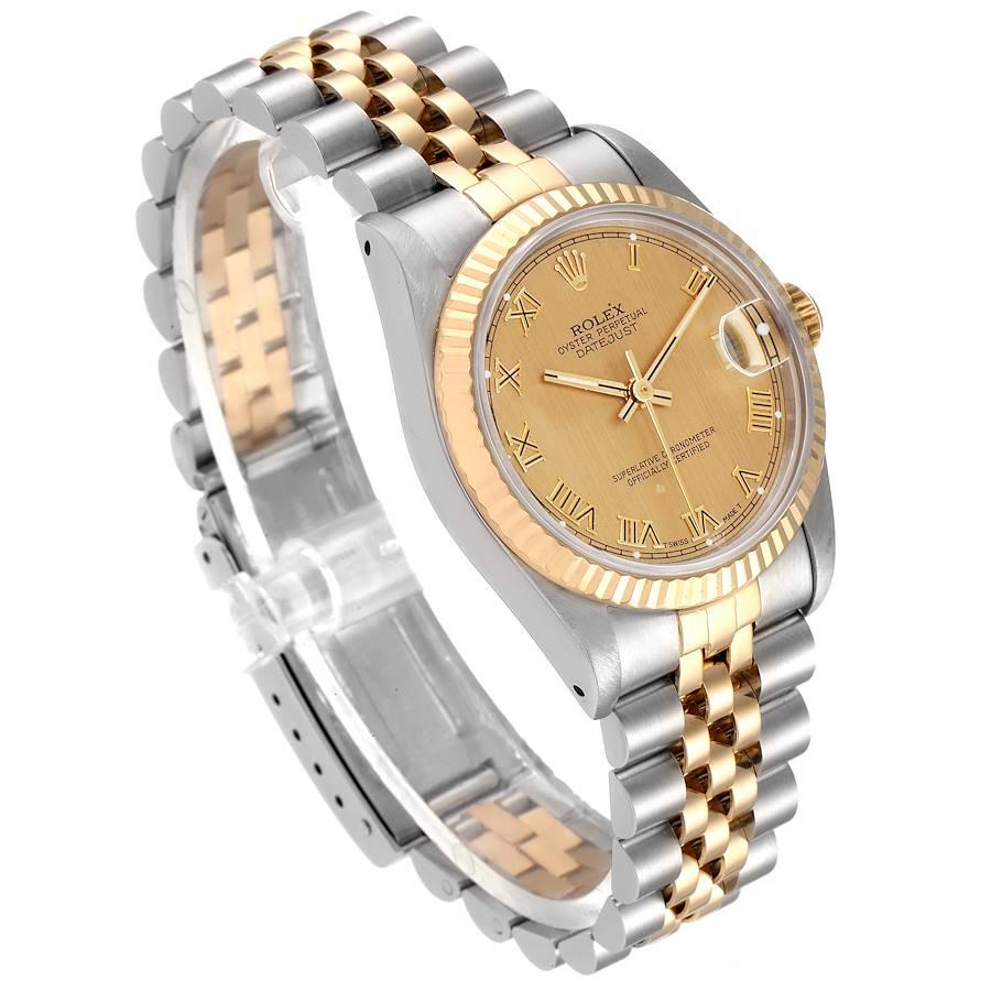 Rolex Datejust Midsize 31 Champagne Dial Steel Yellow Gold Watch 68273 In Excellent Condition For Sale In Atlanta, GA