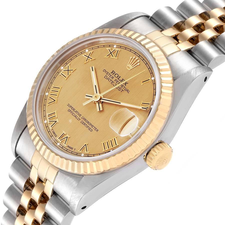 Rolex Datejust Midsize 31 Champagne Dial Steel Yellow Gold Watch 68273 For Sale 1