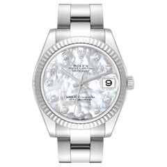 Rolex Datejust Midsize 31 MOP Diamond Dial Steel White Gold Ladies Watch 178274