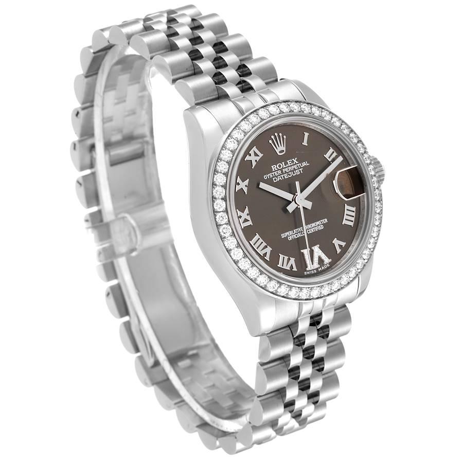  Rolex Datejust Midsize 31 Steel Diamond Ladies Watch 178384 Box Card Pour femmes 