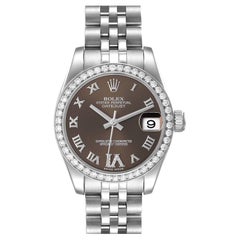 Rolex Datejust Midsize 31 Steel Diamond Ladies Watch 178384 Box Card