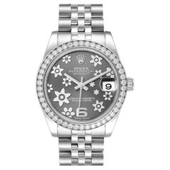 Rolex Datejust Midsize 31 Steel Floral Dial Diamond Ladies Watch 178384