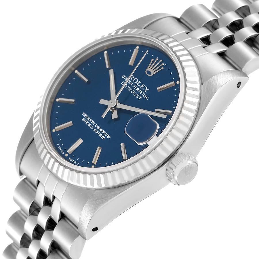 Rolex Datejust Midsize 31 Steel White Gold Blue Dial Ladies Watch 68274 1