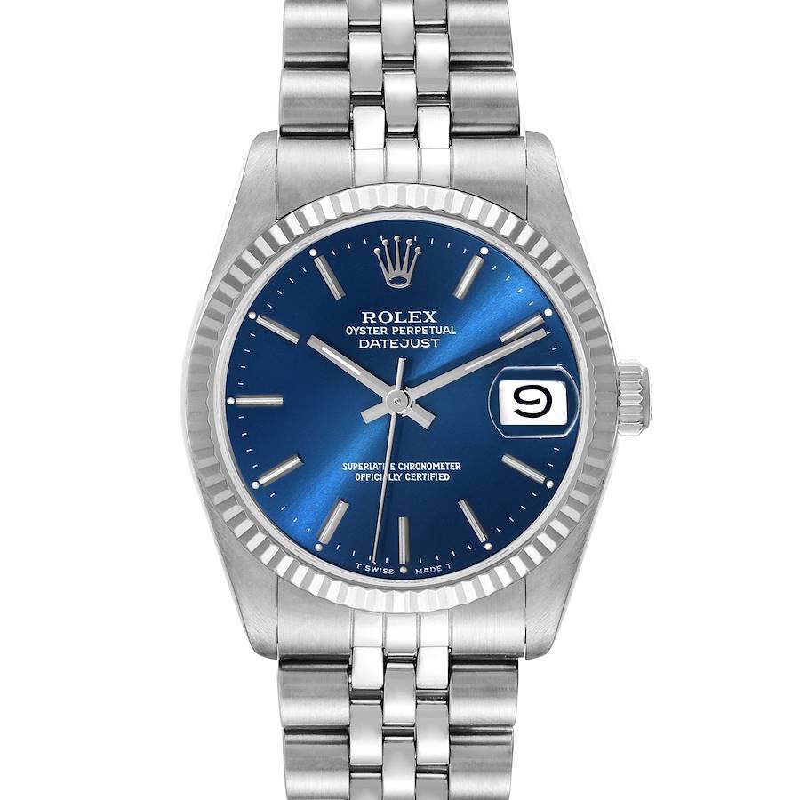 Rolex Datejust Midsize 31 Steel White Gold Blue Dial Ladies Watch 68274